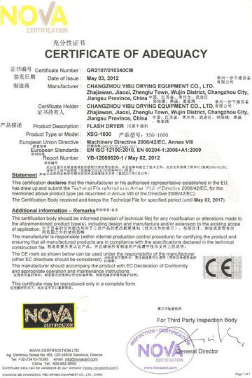 China Changzhou Yibu Drying Equipment Co., Ltd Certificações